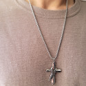 Cross Pendant with Angel Wing With Chain for Men in Stainless Steel Included