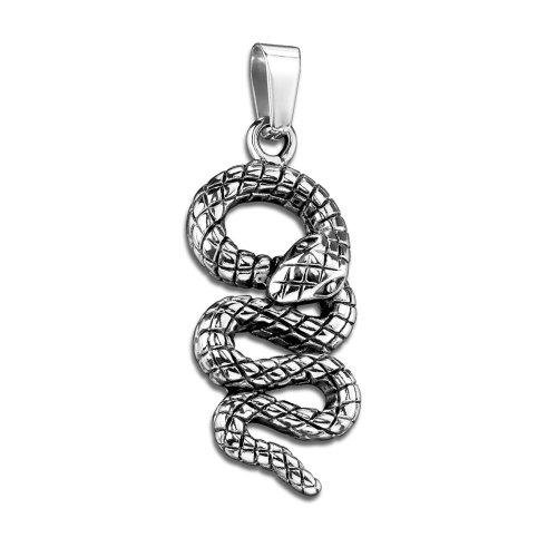 Ciondolo a forma di serpente ondulato - Catena da uomo in acciaio inossidabile inclusa