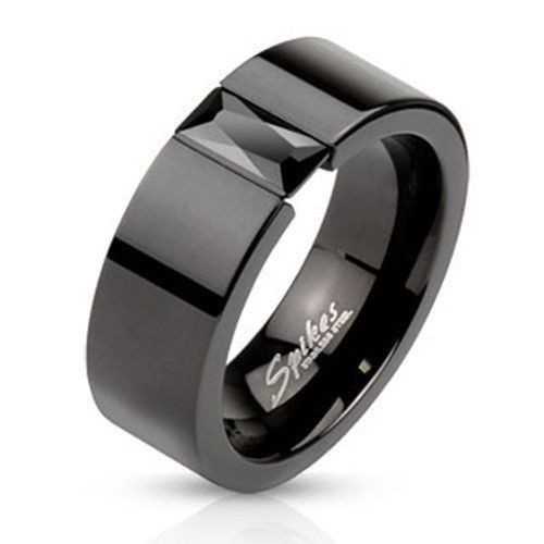 JAHRES STEEL BLACK CZ ZIRCON CARRE MEN RING NEUVE 2620