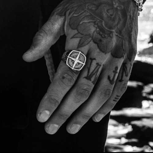 Tortuga Stainless Steel Compass Signet Ring - Men's Biker Compass Ring