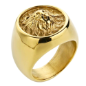 Bague Tête de Lion Or - Chevalière Lion Rugissant Pour Homme en Acier Inoxydable Dorée gitan