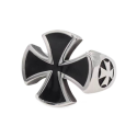 Chevalière Templier Men's Iron Cross Black Steel - Ring Malta Cross Biker