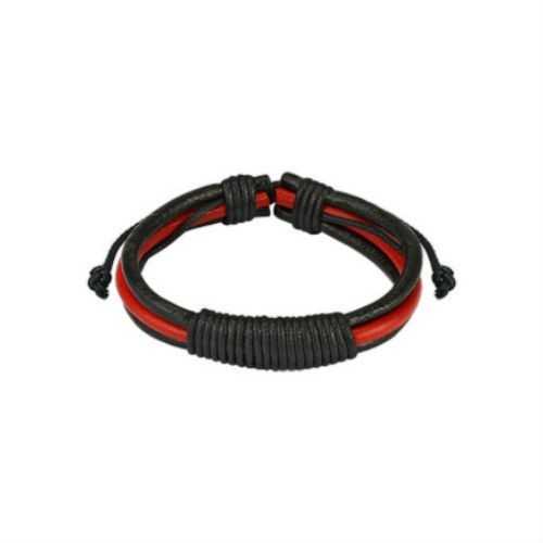 PULSERA AJUSTABLE HOMBRE TEEN NEW CUERO COLOR ROJO Y NEGRO FOOT RUGBY 0133