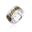 ANELLO DA UOMO IN ACCIAIO CATENA MAGLIA A VITE ORO ORO STILE JULES CESAR NEW 8015