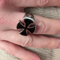 Chevalière Templier Hombres Iron Cross Black Steel - Ring Malta Cross Biker