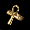 Ägyptischer Lebenskreuz-Ring - Ankh-Ring aus goldenem Edelstahl