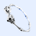 Bracciale Jonc Skeleton uomo con doppia testa di morte in Biker in acciaio inossidabile