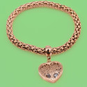 Popcorn männliches Armband mit Brelocus Heart Life Tree Gold Rose Steel - Herzarmband Valentinstag