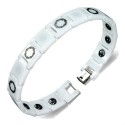 Herren- und Damenarmband aus weißer magnetischer Keramik, Stammesschwarz, 19 cm