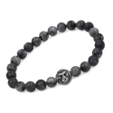Achat Grau Herrenarmband und Löwenkopf in Edelstahl - 18 bis 20 cm