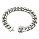 Bracciale a maglie cubane - Catena a maglie cubane da uomo con chiusura a teschio in acciaio inossidabile Biker