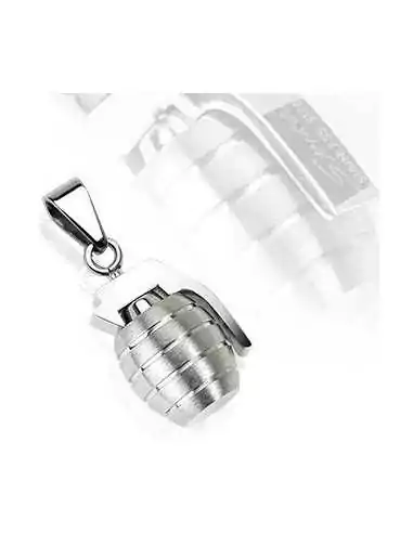 Men's steel grenade military army pendant and Cuban chain