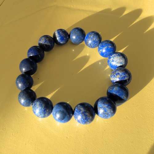 Bracelet pierres précieuses Lapis Lazuli Perles Bleues Largeur 12mm Pour Homme