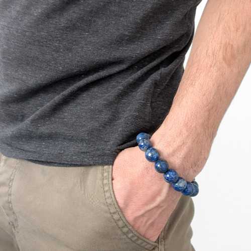 Lazuli Blue Bead Bracciale Larghezza 12mm per gli uomini