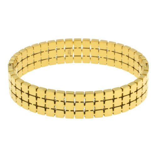 Pulsera Jonc de mujeres modernas de acero inoxidable oro - Jonc Square Pattern