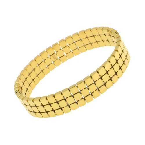 Modern Women's Jonc Bracelet made of Stainless Steel Gold Gold - Jonc Pattern Geometric Square