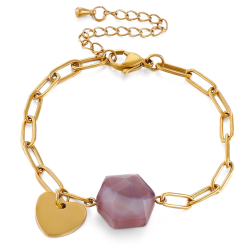 Pulsera Doré Mujer de acero oro Maille Trombone Piedra Fantasía Breloc Corazón para personalizar