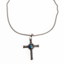 Colgante cruzado con estilo turquesa estilo vikingo - Cadena de acero inoxidable para hombre incluida