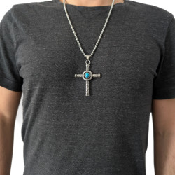 copy of Cross and Angel Wing Pendant With Male Chain...