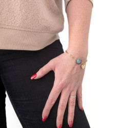 Bracciale Doré Donne Acciaio Oro Maille Trombone Pietra Fantasy Breloc Cuore per personalizzare