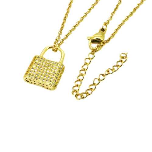 Collana e Pendente femminile - Catena fine in acciaio dorato