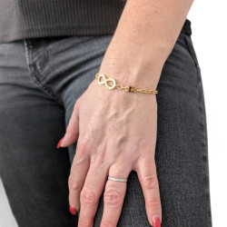 Frauen Armband Symbol Unendlich in Gold-Folded Stahl verstellbare Platte Liebe Medaille anpassbar