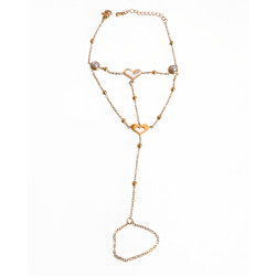 Bijou de main Femme - Chaine de Main Coeur et Bague Chainette Acier Or Fin