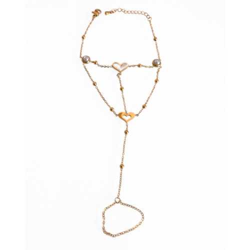 Mujer joyería de mano - Corazón de la cadena de mano y acero inoxidable