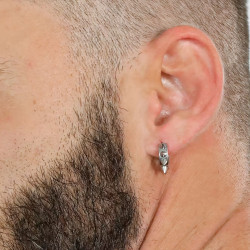 Stahl Männer und Frau Kreolische Ohrringe | Silber mit Gipfeln 2