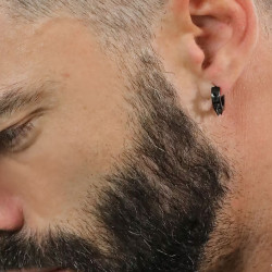 Pair earrings for men steel pics black gothic with clips