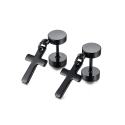 Earrings Stud Man Chip With Cross Black Stainless Steel Pendant