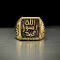 men's Ring Seal of the Prophet Muhammad Allah Muslim Arab in Stainless Steel Gold