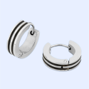 Boucles d'oreilles pour Homme Acier Avec Double Rainures Noires