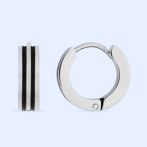 Männer Stahl Creoles mit doppelten schwarzen Regen