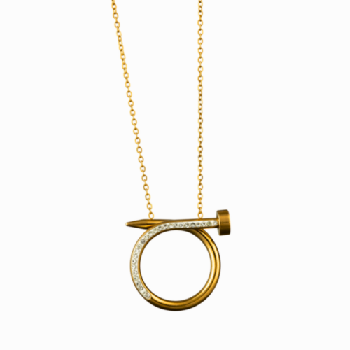 Collier et Pendentif Cercle à Clou Infini Femme - Parure Fine Chaine en Acier Or fin