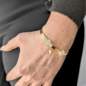 Jonc Cross Armband für Frauen in Edelstahl Gold und Zirkonium weiße Kristalle