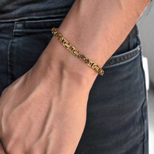 Pulsera Pulsera de acero bizantino oro fino Bling Rapper - Diámetro para elegir