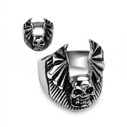 Acciaio in acciaio Chevalle Ring Gru Gru Morte Head Ala Gothic Biker 10643