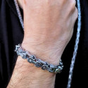Parure Bracelet Maille Byzantine Argent Pour homme en Acier Inox maille Largeur 8mm