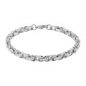 Parure Bracelet Maille Byzantine Argent Pour Homme en Acier Inoxydable Largeur 6mm