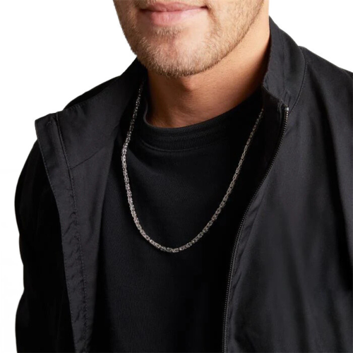 Collar de cadena Bizantino Hombre Plata de acero inoxidable Bling-Bling emperador - Diámetro 6mm