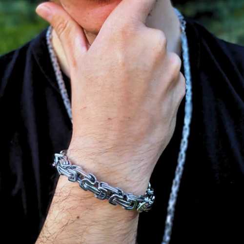 Armband Byzantinische Silber für Männer in Edelstahl Breite 8mm