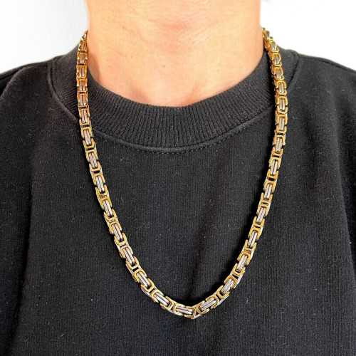 Cadena de hombres Acero Inoxidable Acero Inoxidable Bicolor Plata y Oro Color - Diámetro de selección