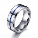 Ring wedding ring man carbide tungsten center line blue