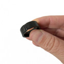 Women's Men's Ring in Black Steel and Faceted Black Stone