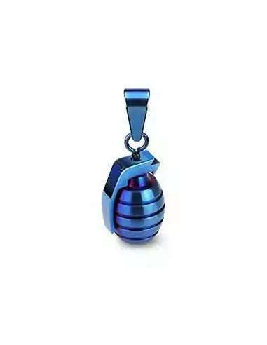 PENDANT FOR TEEN MEN IN 316L STEEL GRENADE ARMY MILITARY BLUE + 1 NEW BALL CHAIN