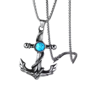 Stainless Steel Marine Pendant Necklace With Pierre Turquoise - Men's Chain Included