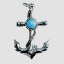 Collier pendentif Ancre Marine en Acier Inoxydable Avec Pierre Turquoise
