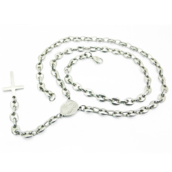 Chapellet With Cross Medal Holy Virgin Mary and Chain Coffee Seeds For Men Teen Baptism Communion