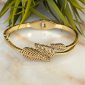 Pulsera Jonc con hojas de oro para mujeres en acero inoxidable Doré Minimalist